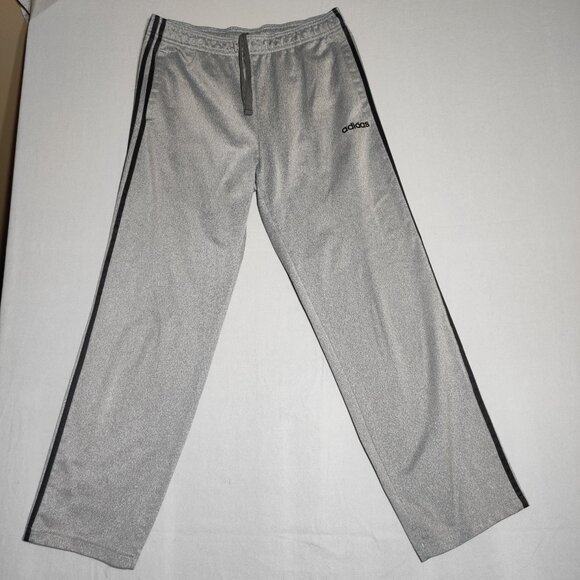 Adidas sweatpants women's size L grey colour with 3 black stripes straight leg - Picture 1 of 14